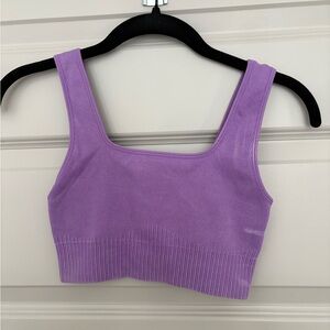 Purple Ribbed Women's Crop Top
